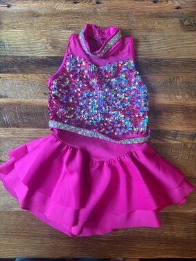 Dance costume custom size 6 pink sparkle